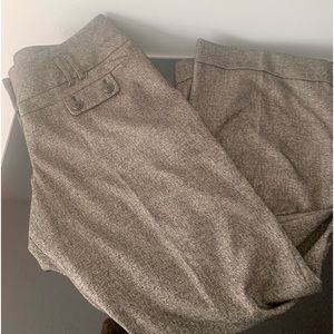 Lane Bryant Cuffed Wide Leg Trousers Gold Tan Black Fleck Button Accent Sz 16